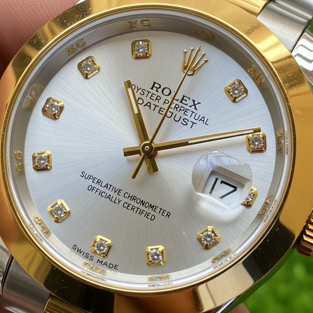 Elegant Gold & Silver Quartz Watch with Date Display