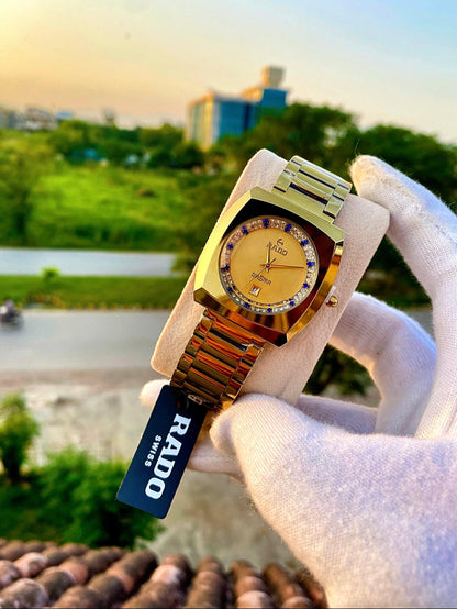 Luxury Men’s Analog Wristwatch with Crystal Detailing & Date Display