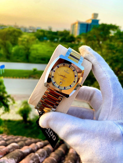 Luxury Men’s Analog Wristwatch with Crystal Detailing & Date Display